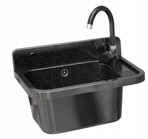 Granitan single basin, storage room, black polypropylene