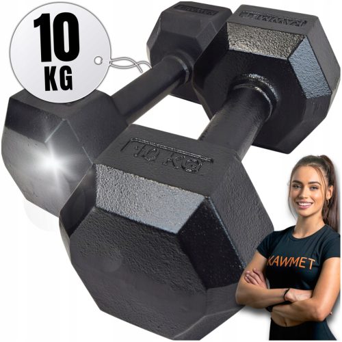  Cast iron dumbbells fixed Kawmet 2x 10 kg