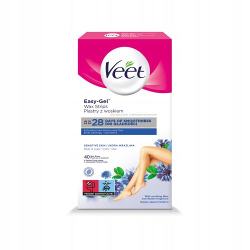  Veet Body Hair Removal Wax Strips for Sensitive Skin 40 pcs.