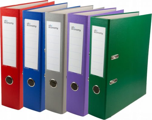  Set consisting of 5x A4 folders, 75 mm, 500 K, various colour fittings