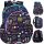  CoolPack Multi-Compartment School Backpack, White, Black, Purple, Blue, Pink, Green, Yellow and Gold, Multi-Colour, 21L