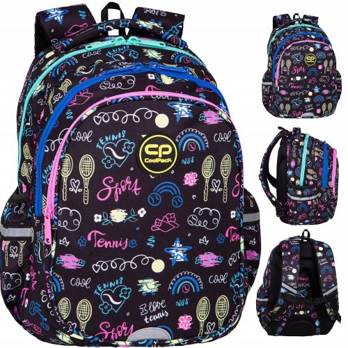  CoolPack Multi-Compartment School Backpack, White, Black, Purple, Blue, Pink, Green, Yellow and Gold, Multi-Colour, 21L