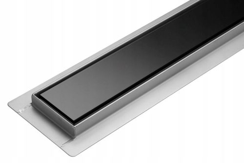 Linear drain made of black glass Wave 80 cm