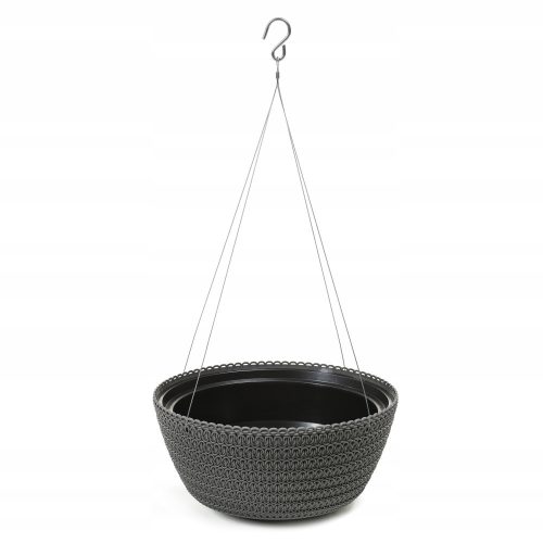  Lamela flowerpot, 30 cm x 30 x 14.5 cm, diameter 30 cm, plastic in grey and silver