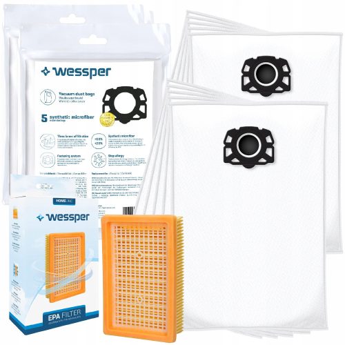  2× PROLINE eco synthetic vacuum cleaner bags 5 pcs. + Wessper filter for Kärcher vacuum cleaners, replacement 2.863-005.0