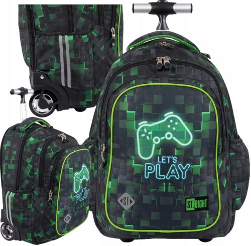 ST.RIGHT Youth Wheeled School Backpack for Boys - Dark Game Design