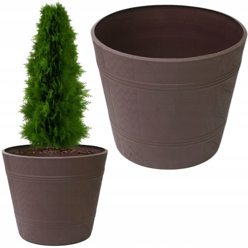  Form-Plastic flowerpot 42 cm x 42 x 35.5 cm, diameter 42 cm, plastic in brown and beige tones