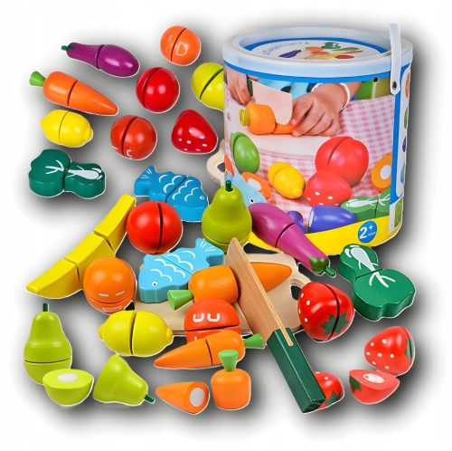  Vegetables Fruits Wooden Cutting Set Velcro