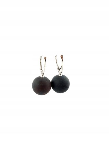  Earrings 100% AMBER ball silver 925 gift