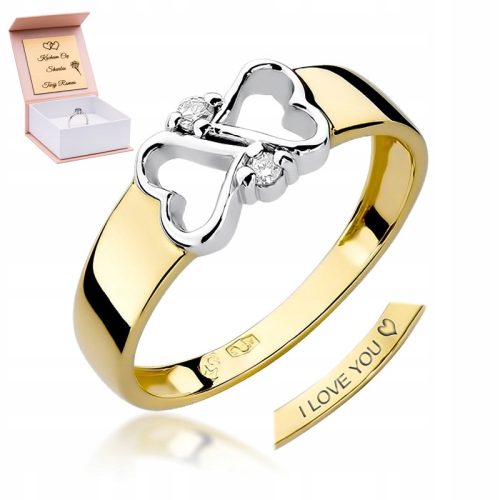  Gold Ring 585 Engagement Diamonds Hearts