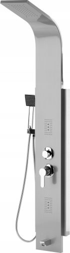 Fala Steely shower panel with silver hydromassage