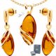  Gold Jewelry Set 925 AMBER + Chain