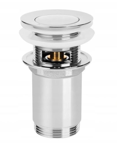 Plug without overflow, with click-clack overflow, round Edolazienka, silver
