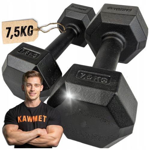  Cast iron fixed dumbbells Kawmet 2x 7.5 kg