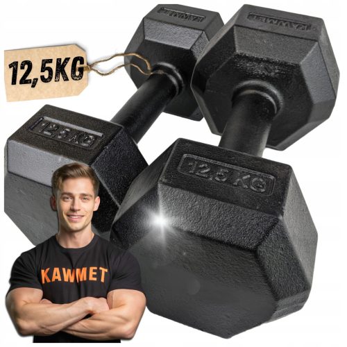  Cast iron fixed dumbbells Kawmet 2x 12.5 kg