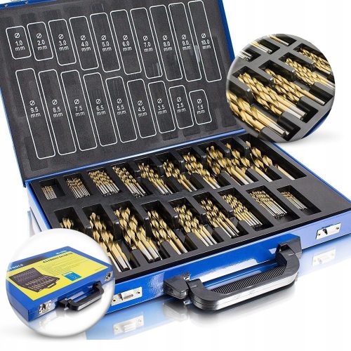 Professional drill set 230-piece titanium metal box with handle