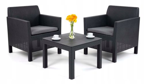 Tables et chaises de jardin pour terrasse Table et chaises Allibert, plastique gris Orlando