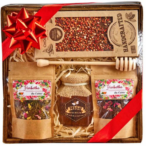  GIFT BASKET tea chocolate honey name day birthday gift end of year