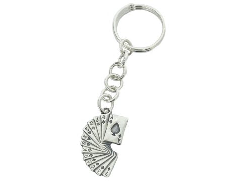  Silver keychain POKER CARDS key ring