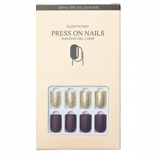  ARTIFICIAL NAIL TIPS MATT GLITTER 30 pcs GLUE 12