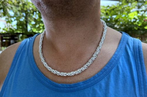  93g 6.5mm 60cm royal chain-Byzantine weave silver925 handcrafted