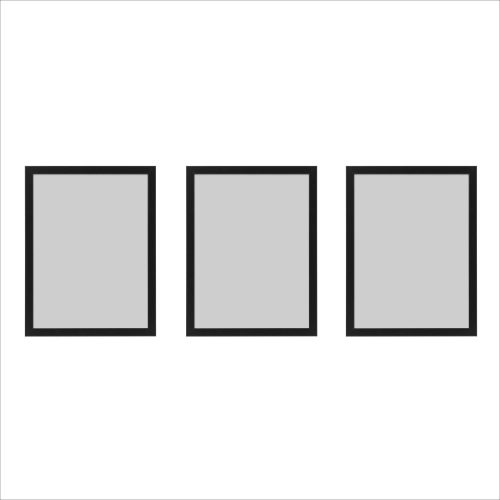 Pictures on the wall set with black frames, set of 3 frames 50x70