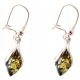  Silver AMBER EARRINGS green DELICATE +CERT.