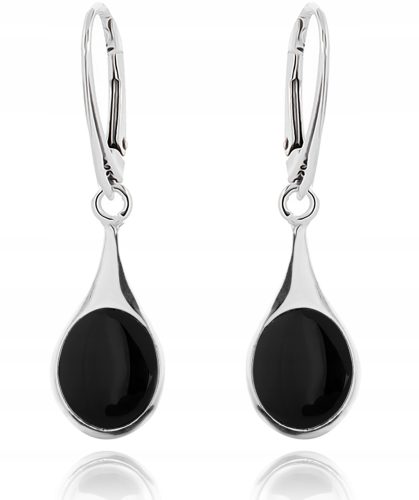  SILVER 925 TEARDROP HANGING EARRINGS WITH ONYX