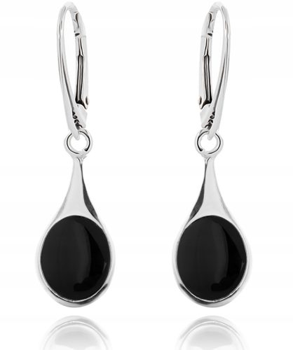  SILVER 925 TEARDROP HANGING EARRINGS WITH ONYX