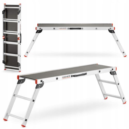 Higher ladder 2.58 m aluminum 1 x 2 up to 150 kg