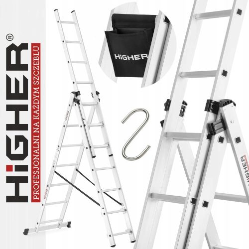 Higher ladder 4.5 m aluminum 3 x 21 up to 150 kg