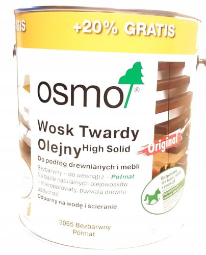 Oil-Hard Wax Osmo 3065, colorless, semi-matt, 3 l