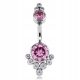  BELLY RING PINK ZIRCONS TITANIUM G23 1.6/10