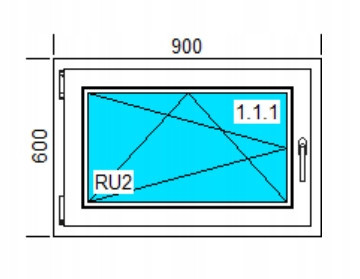 PVC WINDOW 900x600 RU WHITE, LEFT