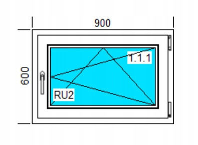 PVC WINDOW 900x600 RU WHITE, RIGHT