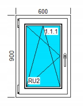 PVC WINDOW 600x900 RU WHITE, LEFT