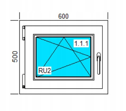 PVC WINDOW 600x500 RU WHITE, RIGHT