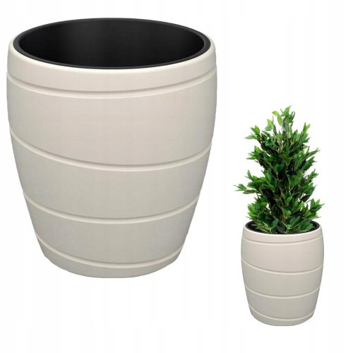  Lamela flowerpot, 40 cm x 40 x 43 cm, diameter 40 cm, plastic in brown and beige tones