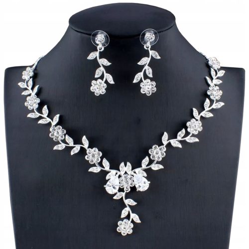  SET silver Necklace Earrings zircons Necklace