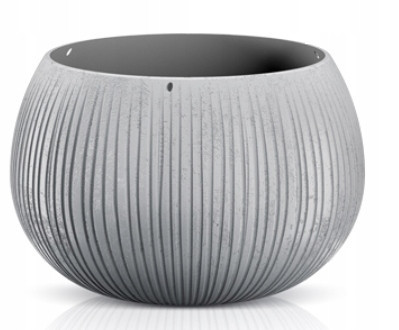  Prosperplast flowerpot, 37 cm x 37 x 21.8 cm, diameter 37 cm, plastic in grey and silver tones