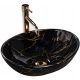  Oval countertop washbasin made of black marble Rea Sofia