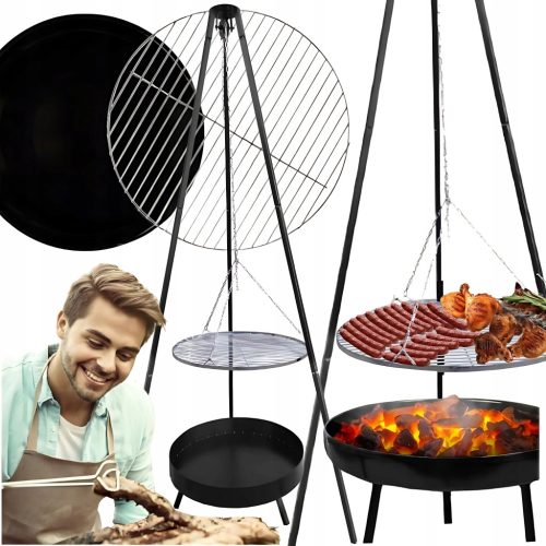 GARDEN GRILL HANGING TRIPOD FIREPLACE COAL STABLE STRONG CAMPFIRE 5