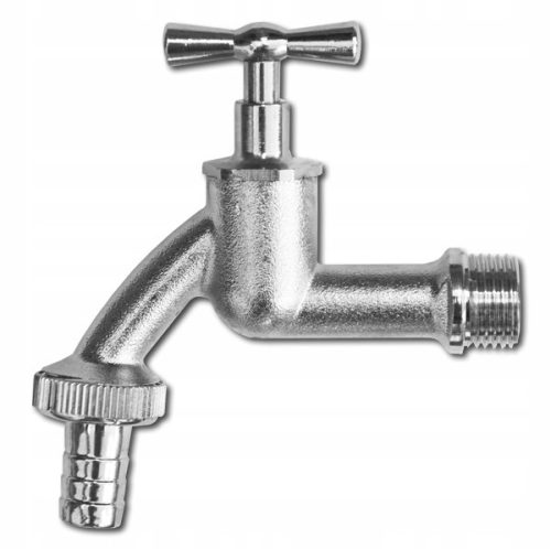  Nickel-plated garden tap with 1/2 drain valve