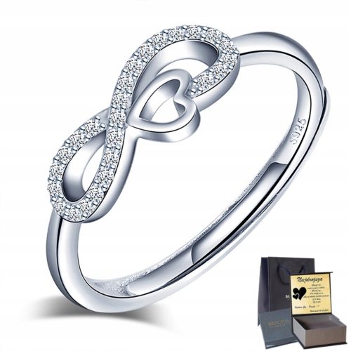  Infinity Heart Adjustable Ring Silver 925