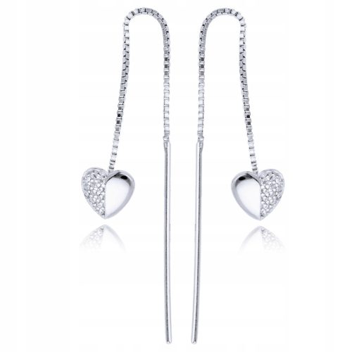  Euphoria K2260 silver heart earrings with cubic zirconia 6 cm