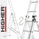 Higher ladder 7.1 m aluminum 3 x 9 up to 150 kg