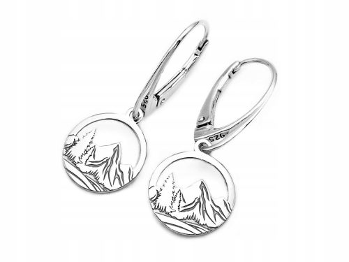  Tanat earrings 3 cm silver hoops with mountains