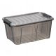 Boîtes, conteneurs de stockage, boîte de rangement avec couvercle dans les tons gris et argent, transparents