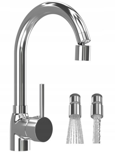  Granitan floor-standing kitchen faucet, BATTERY + VENTED, Silver