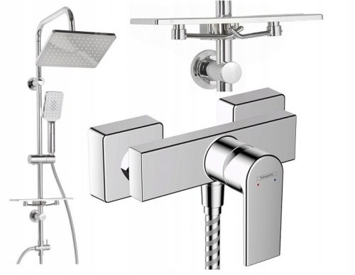 Invena Nyks exposed shower set + Hansgrohe Vernis Shape chrome shower mixer